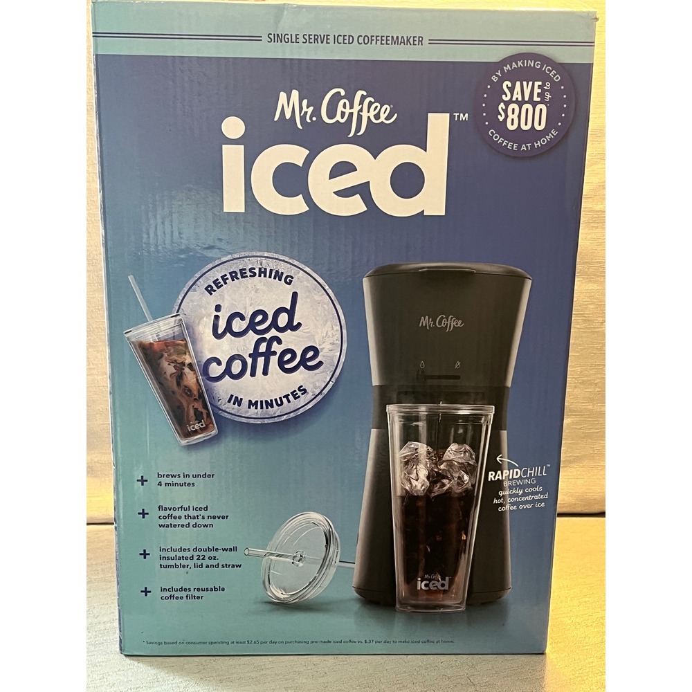 Mr. Coffee Iced Single Serve Iced Coffeemaker Black with 22oz Tumbler BVMC-ICED
